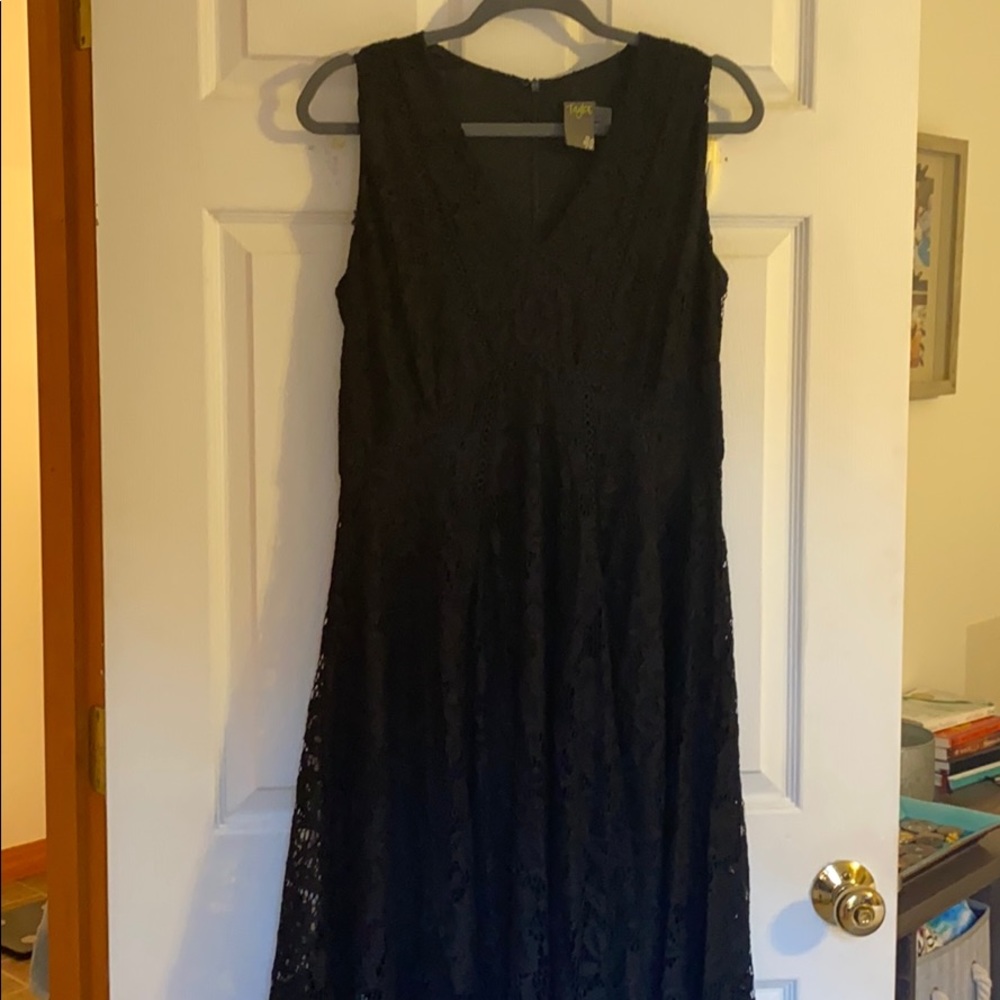Black lace overlay dress